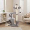 JIONJOY 33" Small Cat Tree Tower - Cactus Design with Curved Bed, Sisal Scratching Posts & Condo, Indoor Grey Cat Furniture - 2 of 4