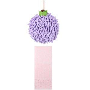 REGALWOVEN Cute Soft Absorbent Hand Towels for Quick Drying 14" x 30"/6" x 6" 2 Pcs - 1 of 4