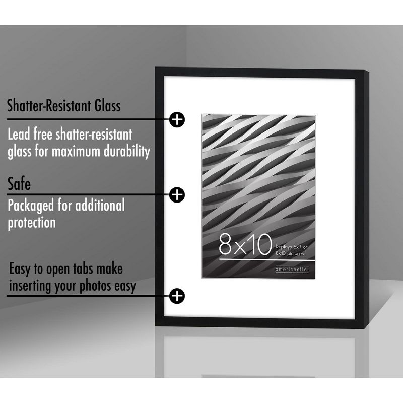 Americanflat Thin Picture Frames with tempered shatter-resistant glass - Horizontal and Vertical Formats for Wall and Tabletop, 4 of 7