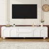TIRAMISUBEST Cream Style TV Stand with Arched Doors & 2 Drawers, Minimalist Media Console with Rebound Device, Entertainment Center with 5 Iron Legs - 2 of 4