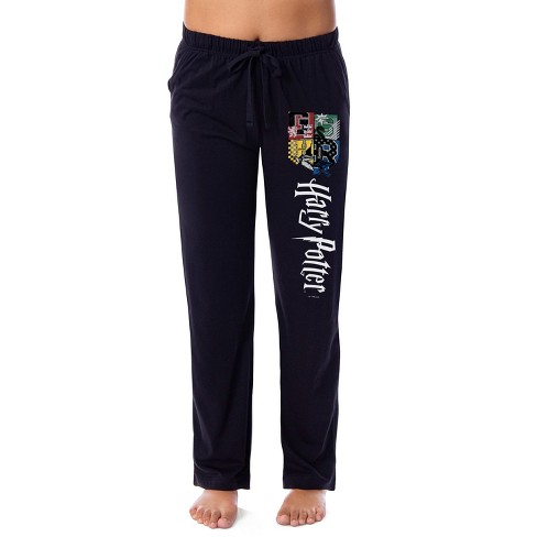 Harry Potter Women's Hogwarts House Crest Sleep Lounge Pajama Pants (Small)  Black