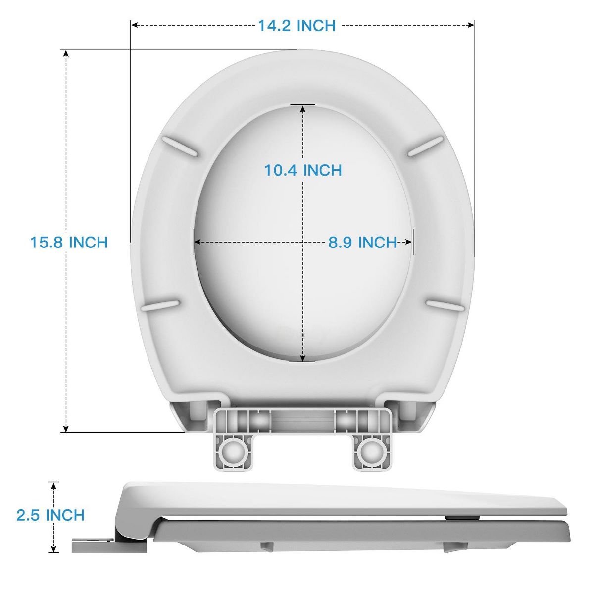 17/19 Inch Bidet Toilet Seat for Elongated Toilet, Dual Nozzle Self-Cleaning Non-Electric PP Bidet Attachment, White - thumbnail 8