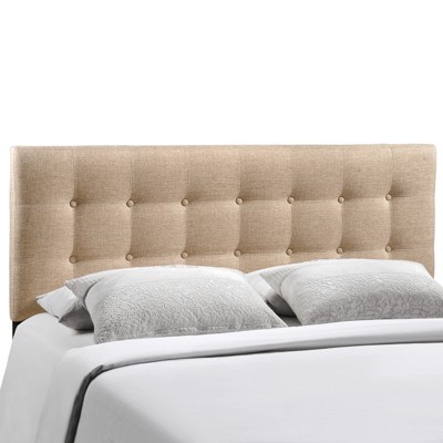 Emily Beige Tufted Linen Full Upholstered Headboard