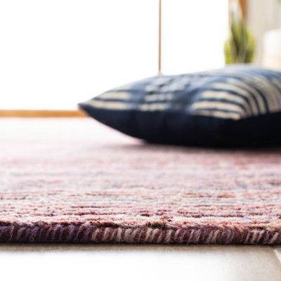 Handmade Red and Purple Wool Rectangular Area Rug 4' x 6'