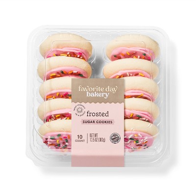 Frosted Sugar Cookies With Pink Icing - 13.5oz/10ct - Favorite Day&#8482;