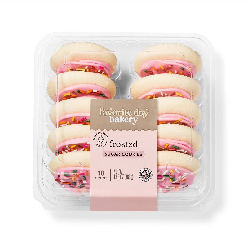 Frosted Sugar Cookies With Pink Icing - 13.5oz/10ct - Favorite Day&#8482;, 1 of 4