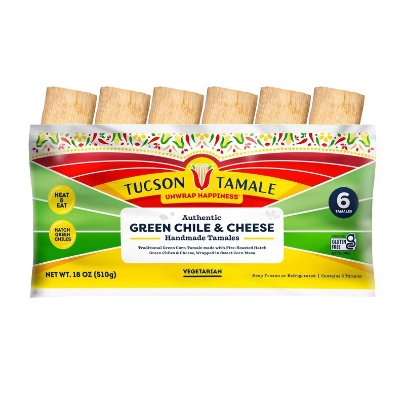 Tucson Tamales Gluten Free Family Pack Green Chile Cheese - 18oz, 1 of 7