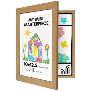 Americanflat 10x12.5 Kids Artwork Picture Frame in Oak - Displays With Mat and Without Mat - Composite Wood with Shatter Resistant Glass - 1 of 4