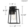 Possini Euro Design Jersey 14 1/2" High Modern Outdoor Wall Light Fixture Mount Porch House Exterior Weatherproof Matte Black Metal Clear Glass Shade - 4 of 4