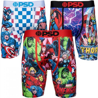 Mens Marvel Avengers Collage 3-Pack PSD Boxer Briefs