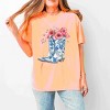 Simply Sage Market Cowboy Boots Floral Garment Dyed Tee - 2 of 4