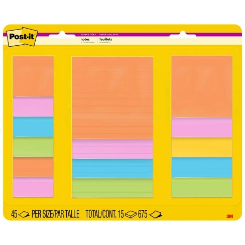 Post-it® Super Sticky Notes - 15 Pack - Assorted, 2 x 2 in - Foods Co.