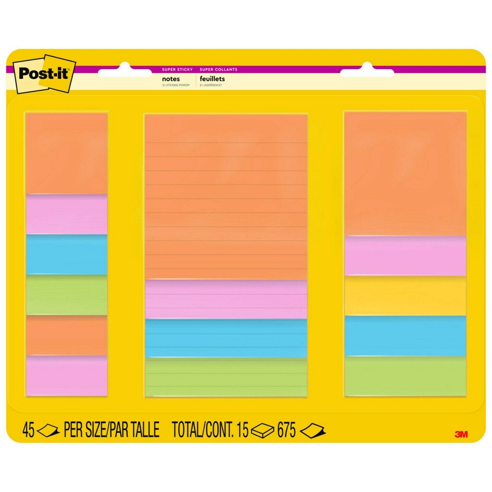 Photos - Self-Stick Notes Post-it 15ct Super Sticky Notes Pack Energy Boost Collection 