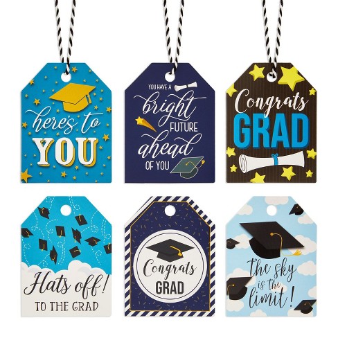blue panda 120 piece gift tags with string for graduation gifts 2021 congrats grad 6 designs target