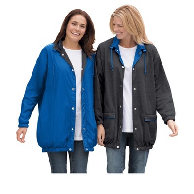 Woman Within Women's Plus Size Fleece Nylon Reversible Jacket
