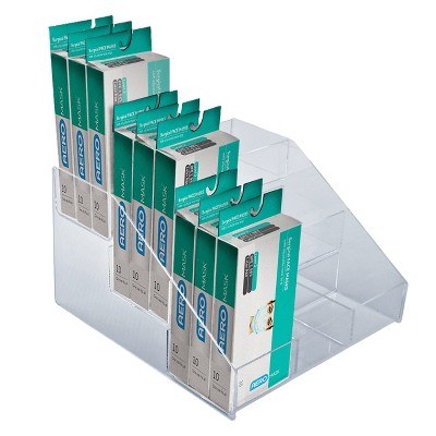 Clear Acrylic Three-Tier Counter Display Rack with Compartments