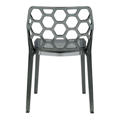 Hexagon Cut-Out Transparent Black Plastic Side Chair