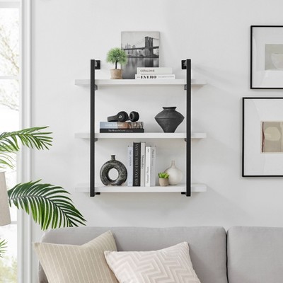 White and Black 3-Tier Industrial Wall Shelf