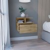 INFURNIC Nightstands Floating Nightstand with Single Drawer and Two-Tier Shelf Modern Wall-Mounted Design, Brown, 13.23"*14.02"*11.61" - 4 of 4