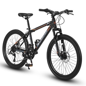 Zeus & Ruta 24" Mountain Bike with 21-Speed Gears, Dual Disc Brakes, Durable Steel Frame Bicycle for Boys and Girls - 1 of 4
