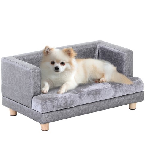 Pawhut Luxury Fancy Dog Bed For Small Dogs Small Dog Couch With Soft Fuzzy Faux Leather Combo Dog Sofa Bed Rectangle Modern Furniture Puppies Target