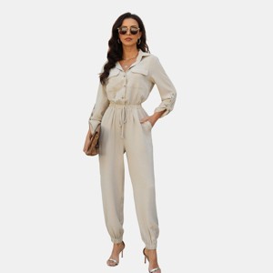 Women's Adjustable Waist Button-Front Jumpsuit - Cupshe - 1 of 4