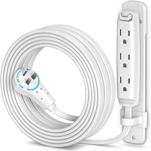Maximm 360 Degree Rotating Flat Extension Cord Multi 3 Outlet Power Cord with Mounting Bracket, Grounded 16 AWG UL Certified - 1 of 4