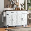 JUJABU 53.5''Farmhouse Kitchen Island with Power Outlet, Drop Leaf, Spice Rack and Drawer - 4 of 4