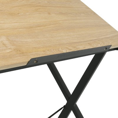 Ashwood and Charcoal Adjustable Drawing Table with Steel Frame