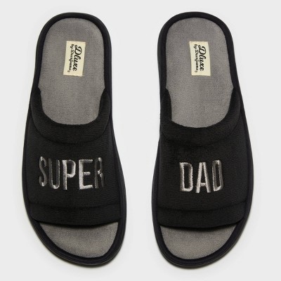 Men's dluxe by dearfoams Super Dad Fathers' Day Slippers - Black