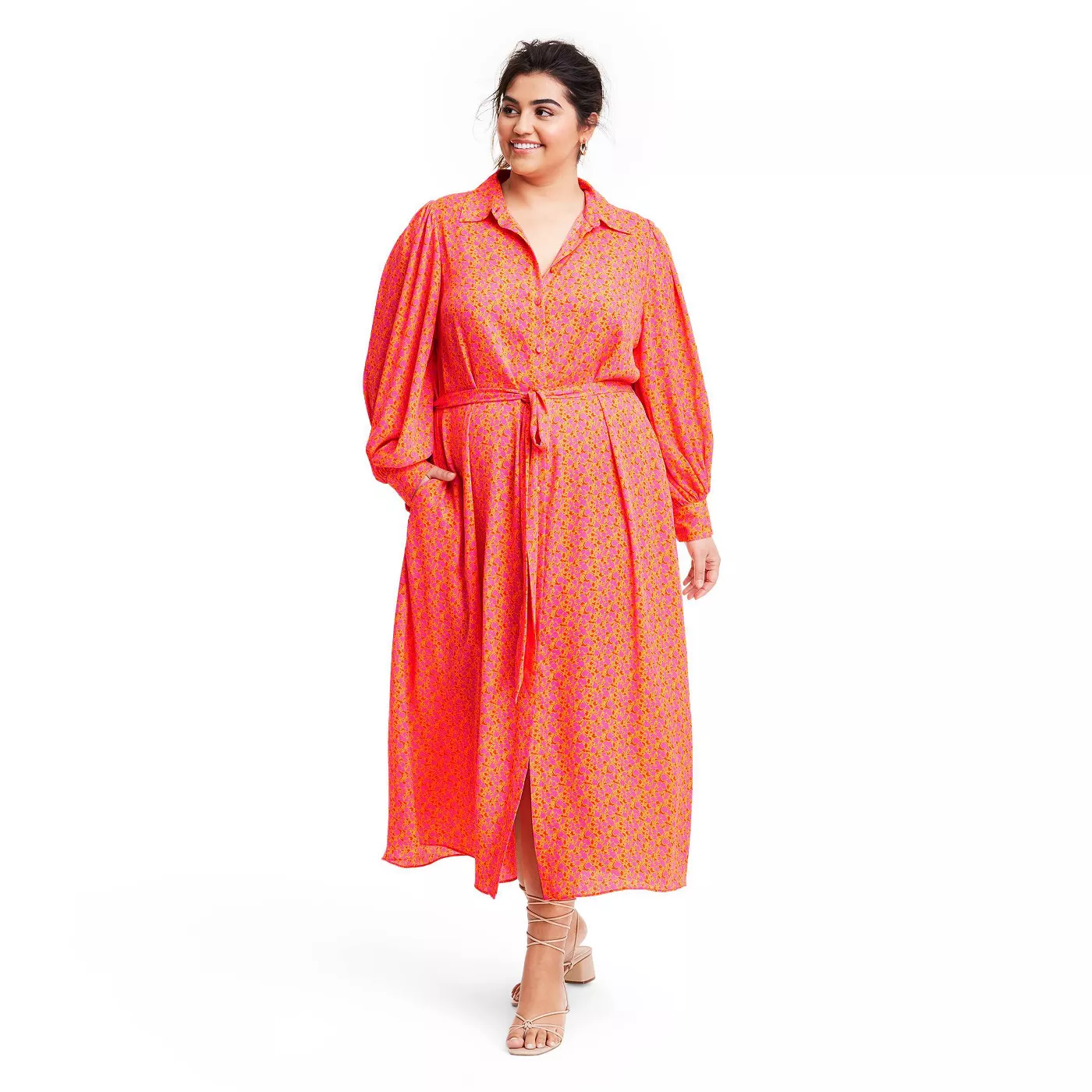 Floral Long Sleeve Robe Dress - ALEXIS for Target Orange