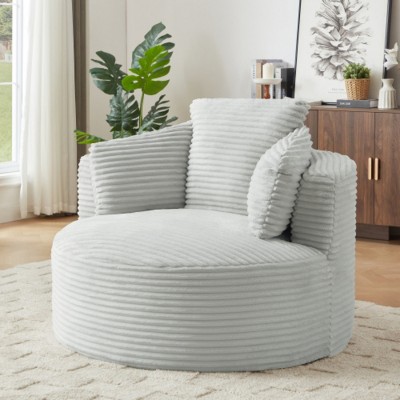 Oversized Corduroy Chair and a Half with Cushioned Backrest, Modern Upholstered Lounge Chair for Living Room or Apartment–The Pop Home