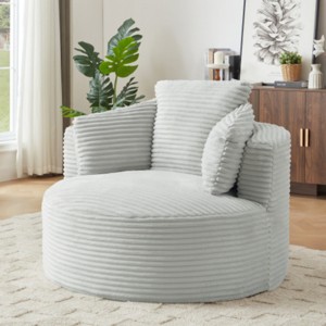 Oversized Corduroy Chair and a Half with Cushioned Backrest, Modern Upholstered Lounge Chair for Living Room or Apartment-The Pop Home - 1 of 4