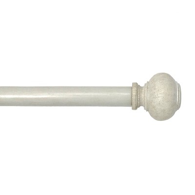 White Faux Wood Adjustable Curtain Rod with Ball Finials