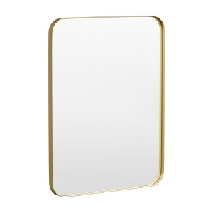 Tempered Glass Rounded Rectangle Framed Wall-Mounted Bathroom Vanity Mirror - 1 of 1