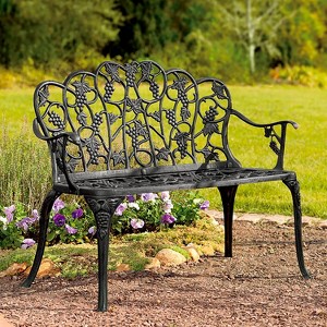 Grapevine Garden Bench in Powder-Coated Aluminum - 41.75 W x 20.75 D x 33.5 H Black - 1 of 2