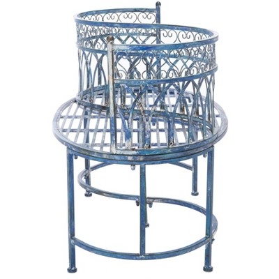 Antique Blue Iron Victorian Kissing Garden Bench