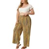 Agnes Orinda Women's Plus Size Boho Palazzo Elastic Waist Stripe Wide Leg Lounge Pants with Pocket - 2 of 4