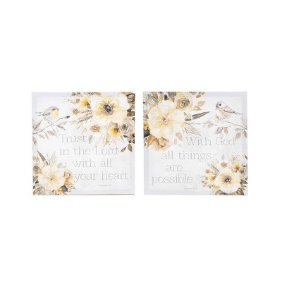 (Set of 2) 12" x 12" Trust In God Unframed Wall Canvas White - Prinz