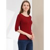 INSPIRE CHIC Women's Classic Solid Elbow Sleeves Round Neck Slim Fit T-Shirts - 4 of 4