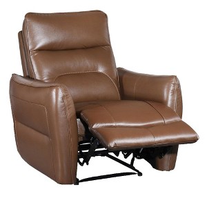 Royal Hampton Power Recliner Chair, Rich Caramel Brown Leather Match, Foam - 1 of 4
