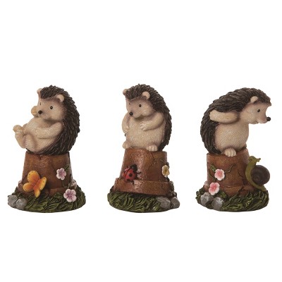 Transpac Resin Garden Hedgehog Figurine Set of 3 Spring Home Decorations