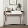 Lirago,39.4"L*13.77"W*29.52"H,Natural Wood Console Table with 2 Sliding Doors - Entryway Sofa Table with Storage & Wood Legs - 4 of 4