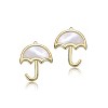 Guili 14K Gold Plated with White Mother Of Pearl Umbrella Design Stud Earrings For Kids - 2 of 2
