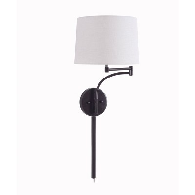 Seven Sleek Oil Rubbed Bronze Swing Arm Wall Lamp with Cream Shade