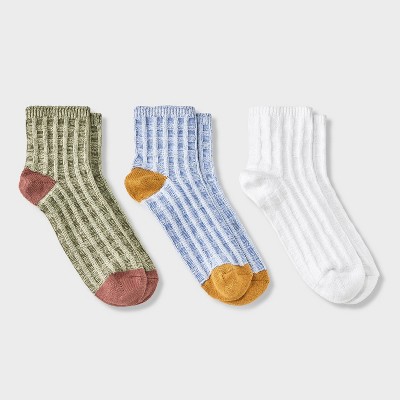 Women's Waffle 3pk Ankle Socks - Universal Thread™ 4-10