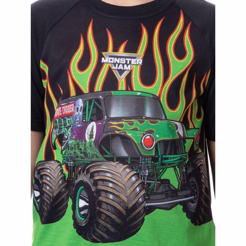Monster Jam Boys' Grave Digger Truck Sleep Pajama Set Shorts Crewneck Multicolored, 3 of 5