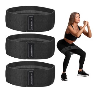Unique Bargains Elastic Fabric Non-Slip Workout Loops Leg Booty Resistance Bands 3 Pcs - 1 of 3