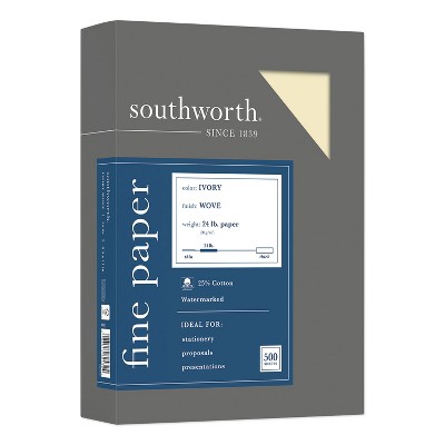 Southworth 25% Cotton Business Paper Ivory 24 Lbs. Wove 8-1/2 X 11