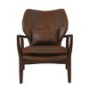 Mid-Century Modern Accent Chair with Armrest and Wood Legs, Upholstered Armchair for Living Room or Bedroom - Maison Boucle‎ - 3 of 4